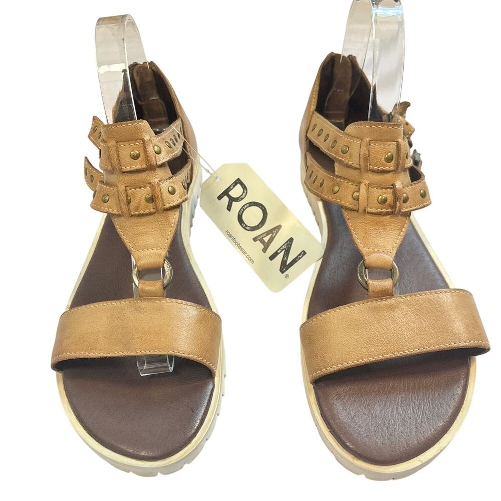 Roan by Bed Stu Ibis Studded Leather Sandals Tan Gladiator Size 9 NWT